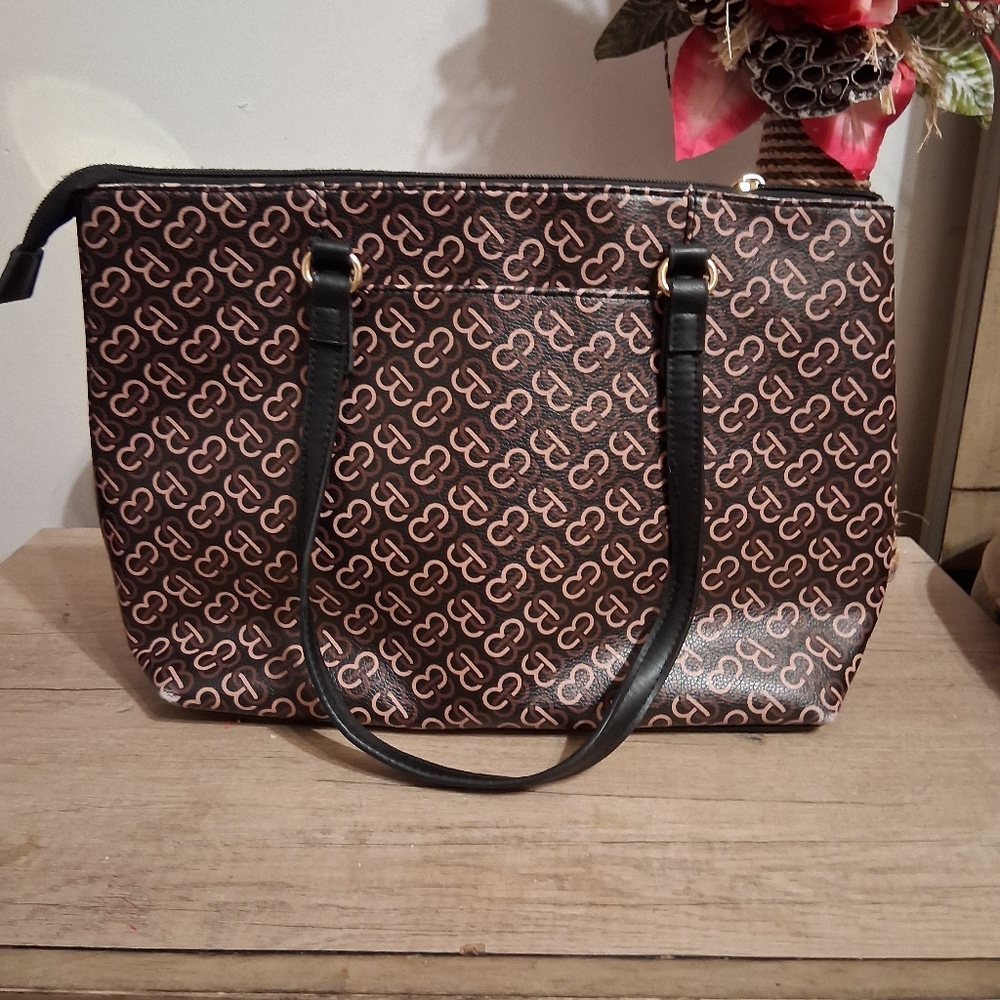 Stylish Brown and Tan Satchel Man Made Material - Picture 10 of 10